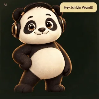 Wondi, unser Panda, zeigt zum Eingabefeld.